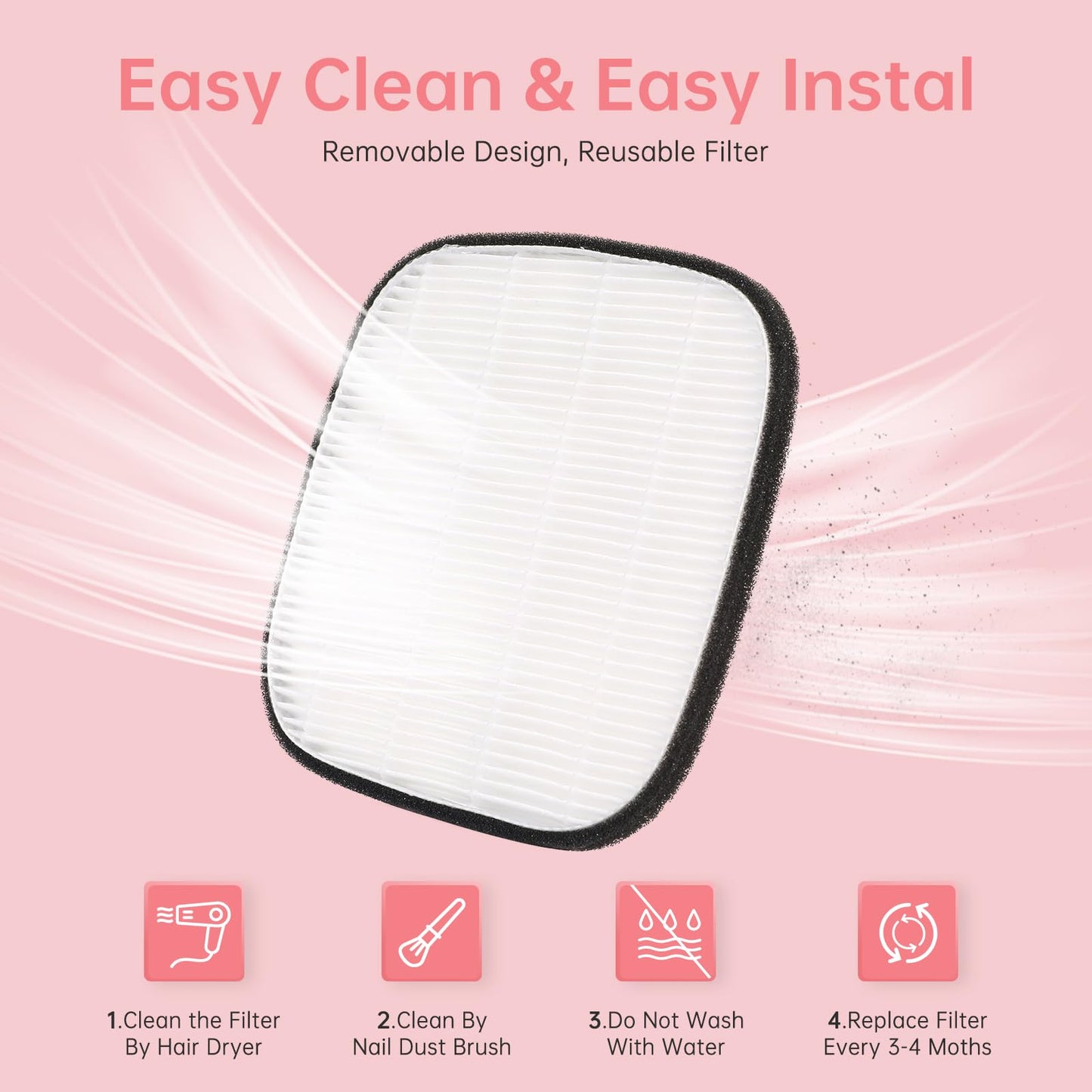 CHRISTINE SHELLY Nail Dust Collector, Cordless Dust Collector Nail Tech, Compact Powerful 6000RPM Nail Vacuum Fan Rechargeable Dust Extractor for Acrylic Gel Polish Manicure Pedicure for Home, White