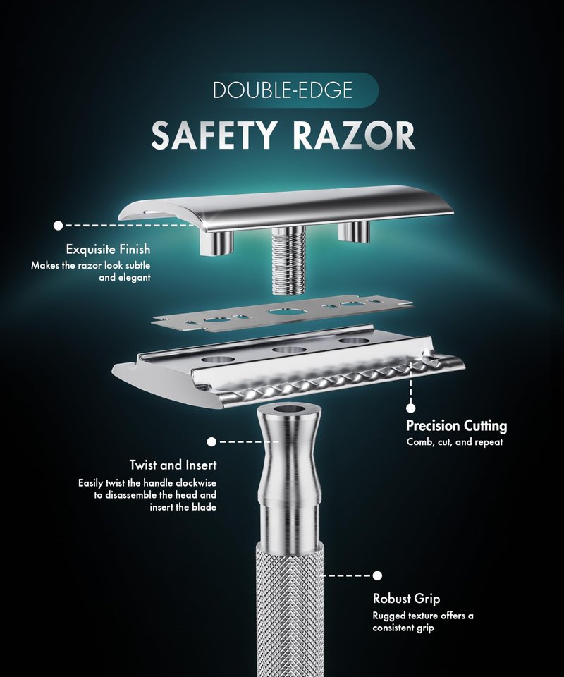 Utopia Care Double Edge Safety Razor for Men & Women with 10 Premium Stainless Steel Blade Refills, Reusable Single Blade Razor, Silver