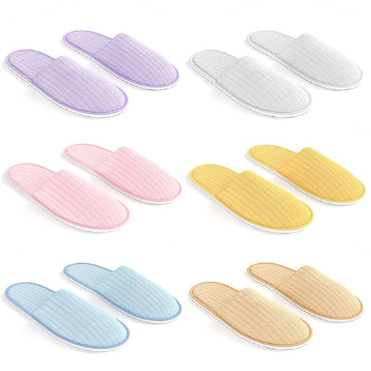 Maeline Bulk 12 Pairs Cozy Coral Slippers for Family, Guests - Mix Multi Color Fleece Indoor Home Spa Hotel House Wedding Slipper for Women, Men