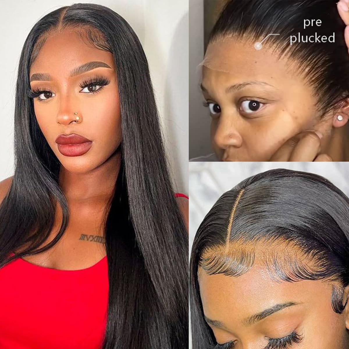 CHEEON 13x4 HD Lace Frontal 18 Inch Brazilian Straight Lace Frontal Closure Human Hair 100% Unprocessed Virgin Human Hair Frontals Pre Plucked with Baby Hair 150% Density Natural Black