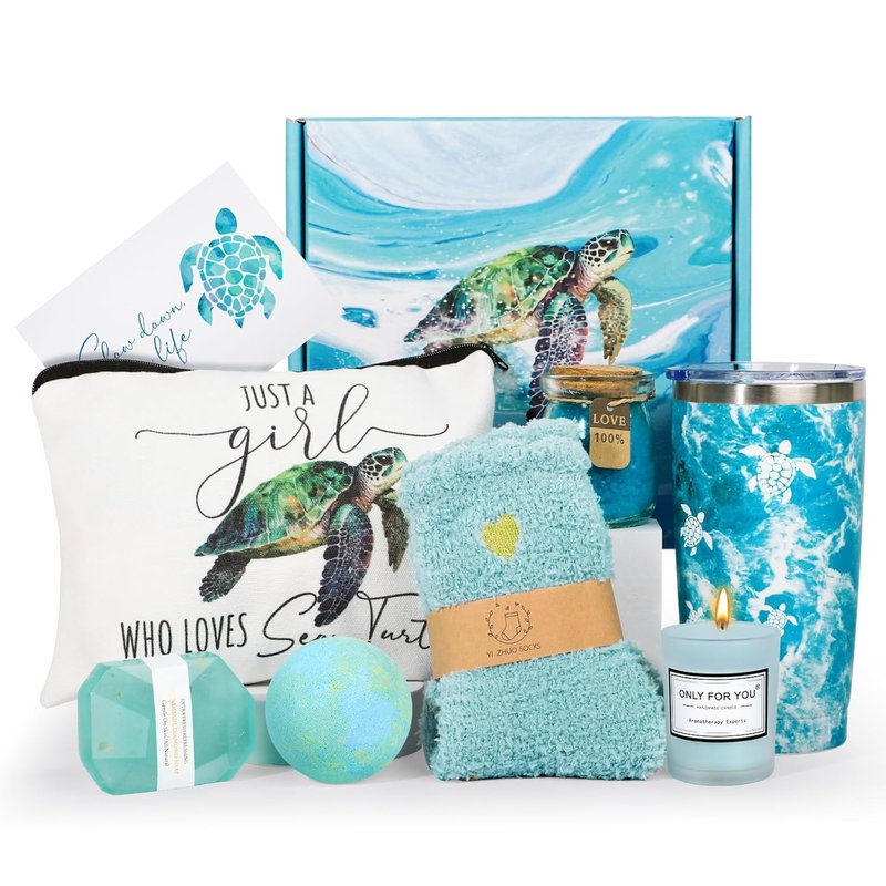 Sea Turtle Gifts for Women | Relaxing Spa Gift Basket for Turtle Lovers - Perfect Birthday Gift for Mom, Sister, Friends