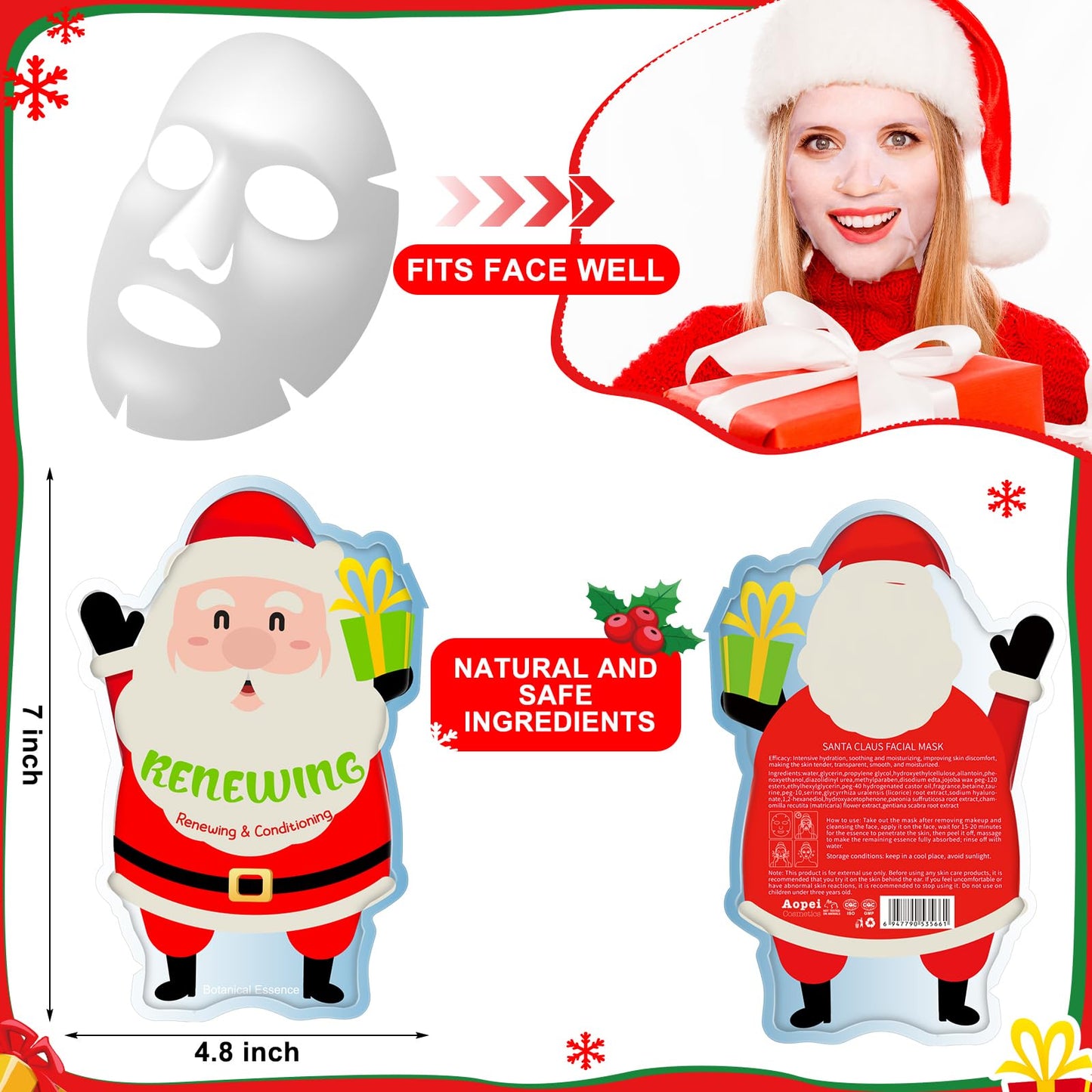 Timgle 36 Pcs Christmas Stocking Stuffers Bulk Facial Masks Skincare Face Sheet Masks Holiday Gifts for Women, Fragrance Hydrating Face Mask Spa Gifts Bulk for Coworker Adults Stocking Stuffer