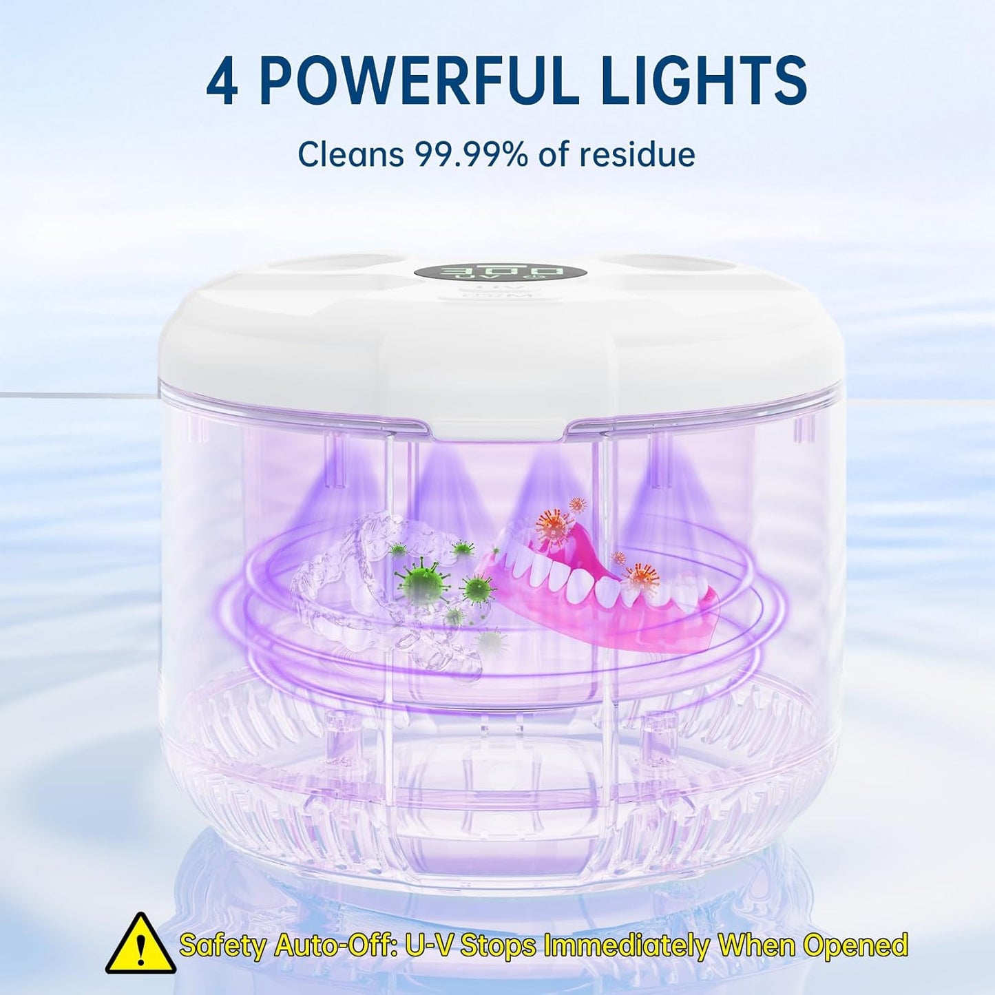 Ultrasonic Retainer Cleaner - 45kHz Dental Deep Cleaning Machine for Dentures, Aligners & Jewelry | 200ML Capacity, Timer 5/10/15 Mins