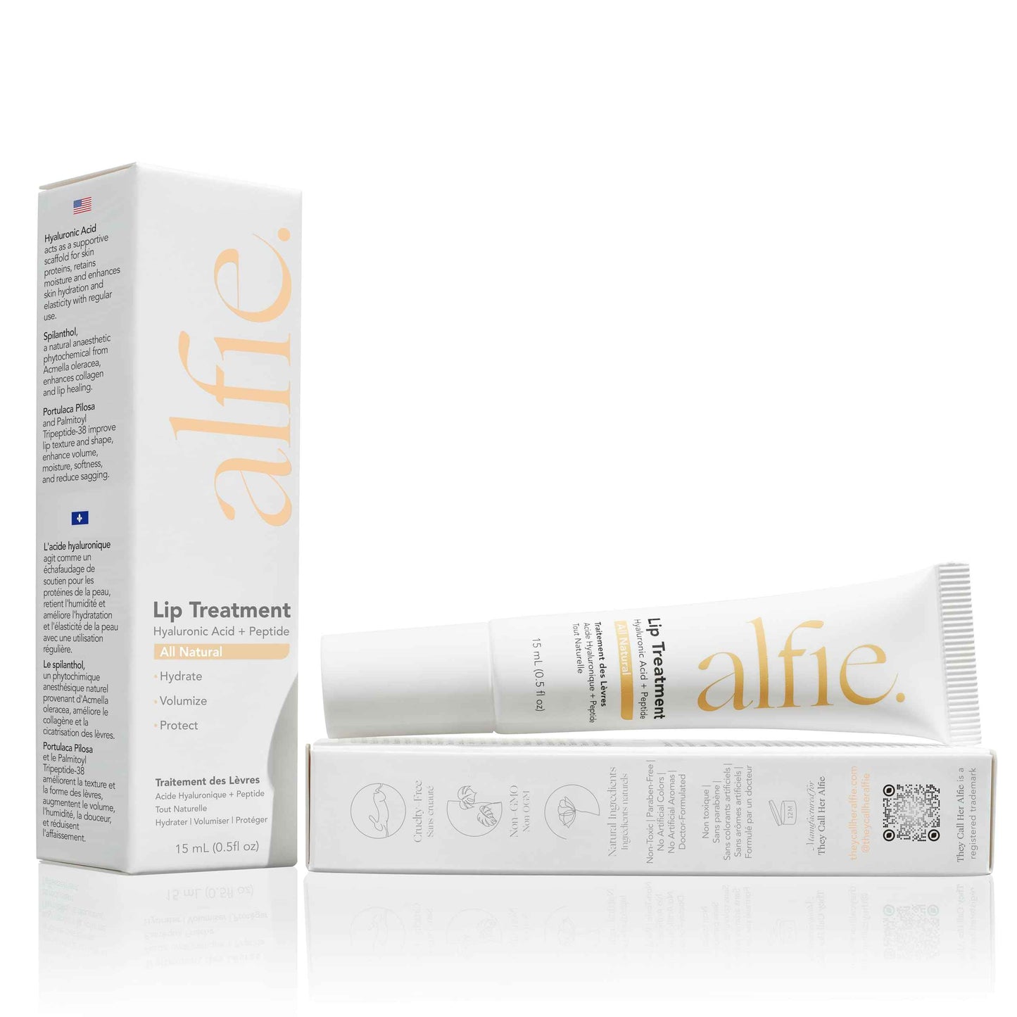 Alfie Hyaluronic Acid Lip Booster -Natural Flavor -15ml/0.5 Fl. Oz -Peptide Lip Treatment -Lip Plumper and Filler -Lip Serum and Moisturizer -Lip Volume Hydrating Treatment -Vegan Friendly, Non-Toxic