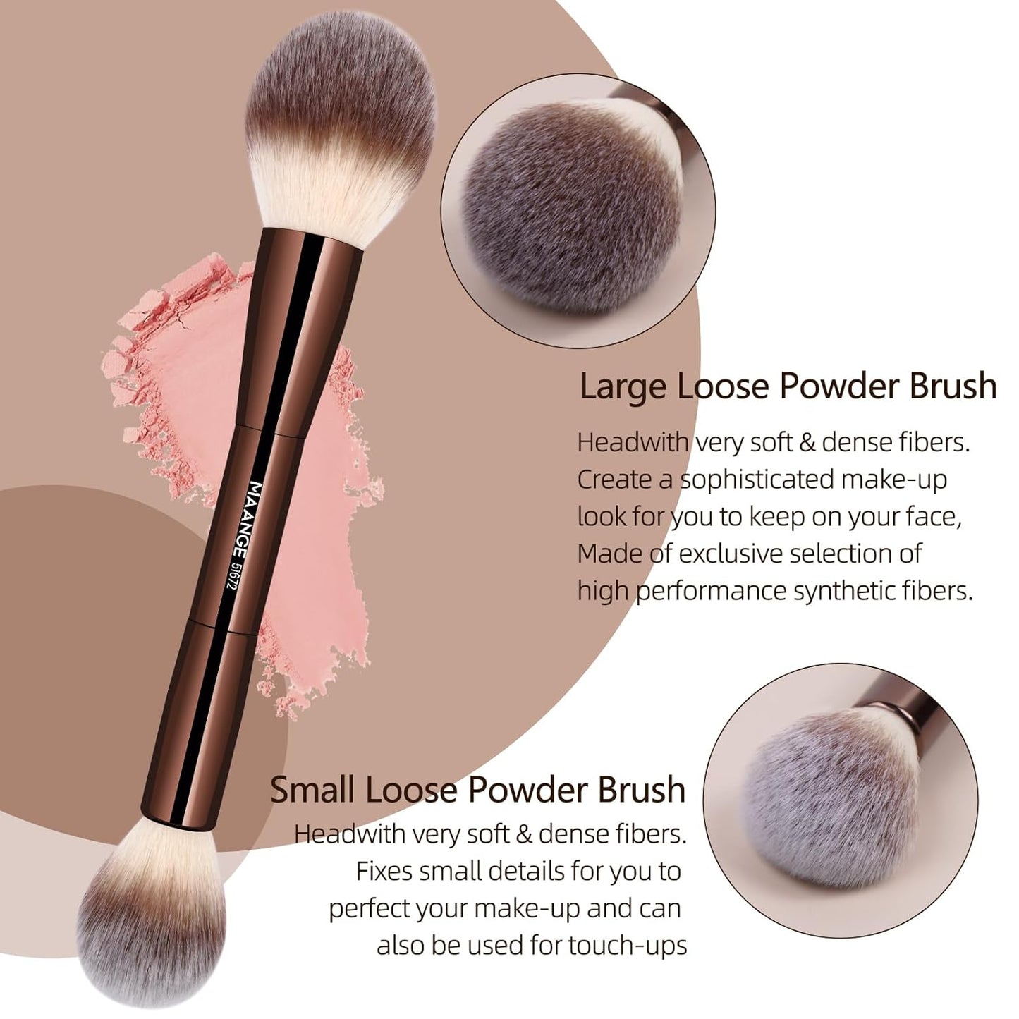 MAANGE 20 Pcs Makeup Brushes Set - Double-End Multi-Functional Blending Brushes | Coffee Brown