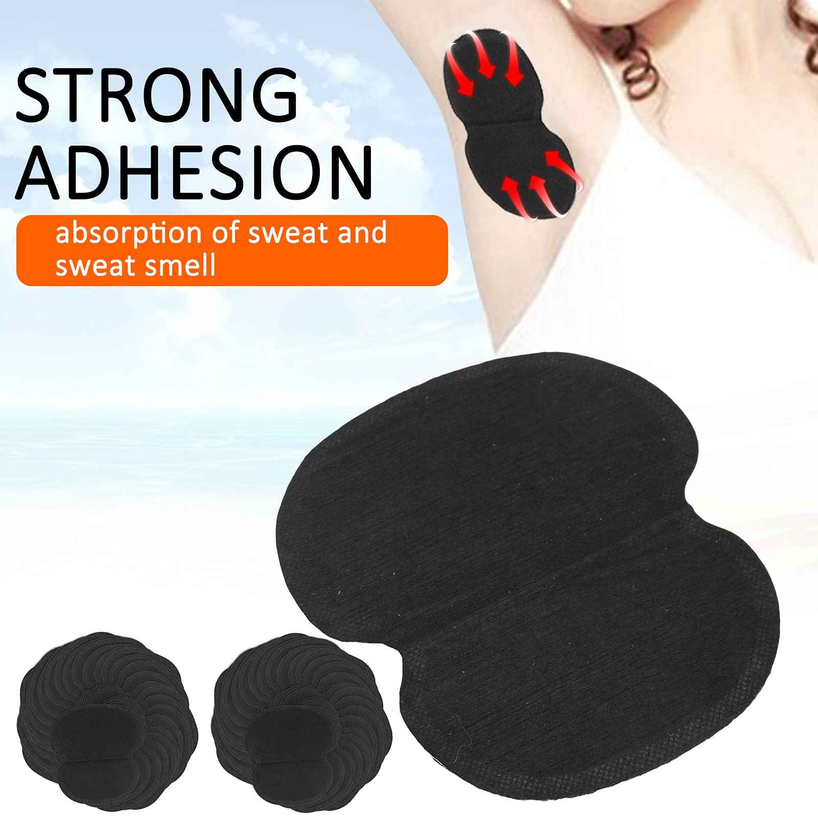 60pcs Underarm Armpit Sweat Pads Non‑Woven Fabric Dress Clothing Underarm Sweat Pads, Convenient Underarm Armpit Pad Strong Adhesion Keep Clean for Hot Weather