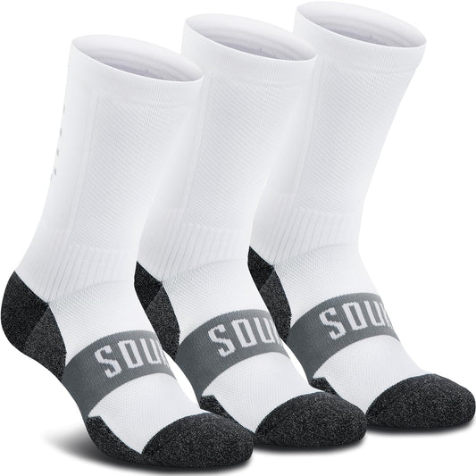Souke Sports Crew Cycling Socks for Men and Women, Breathable Cushioned Moisture Wicking Athletic Compression Socks