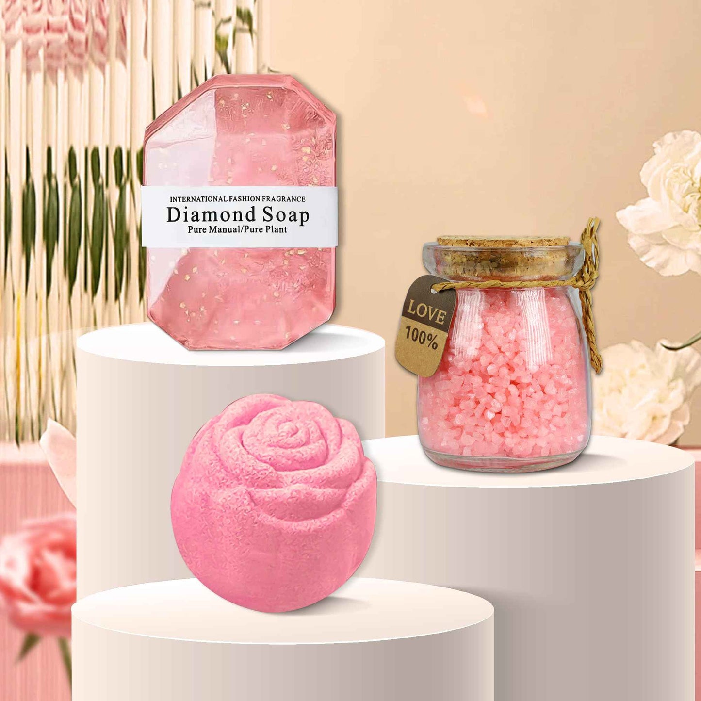 Gifts for Women, Mom, Wife, Girlfriend, Her, Sister, Grandma, Bestie - Happy Birthday, Christmas, Best Friendship Gifts, Unique Thank You Gifts - Rose Relaxing Spa Gift Self Care Gift Baskets Set