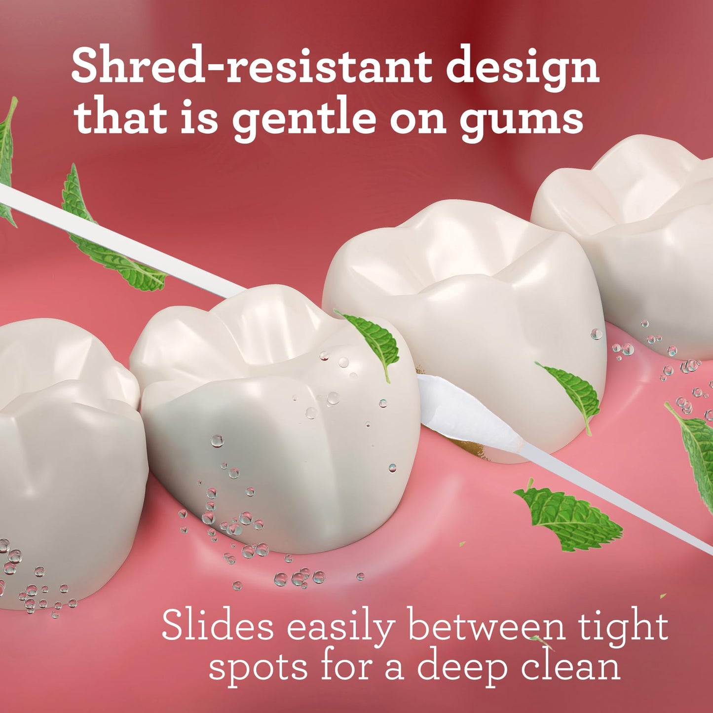 GuruNanda Expandable Waxed Dental Floss for Gentle, Deep Cleaning Wide Teeth Flossing - Peppermint Flavor - 55 Yards, 1 Count