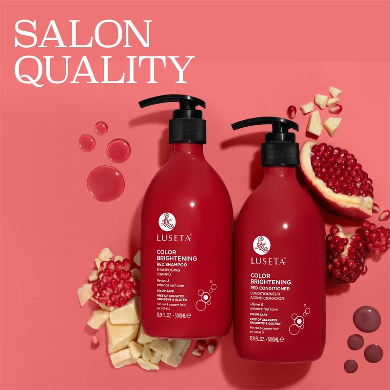 Luseta Color Enhancing Shampoo & Conditioner Set - Revive Red & Copper Hair, Add Shine & Smooth Frizz | 2 x 16.9oz