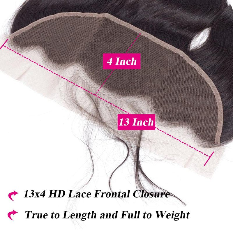 body wave lace frontal human hair 13x4 HD Transparent Lace Closure 100% Brazilian Virgin Human Hair Ear to Ear lace frontal Natural Color 14 inch