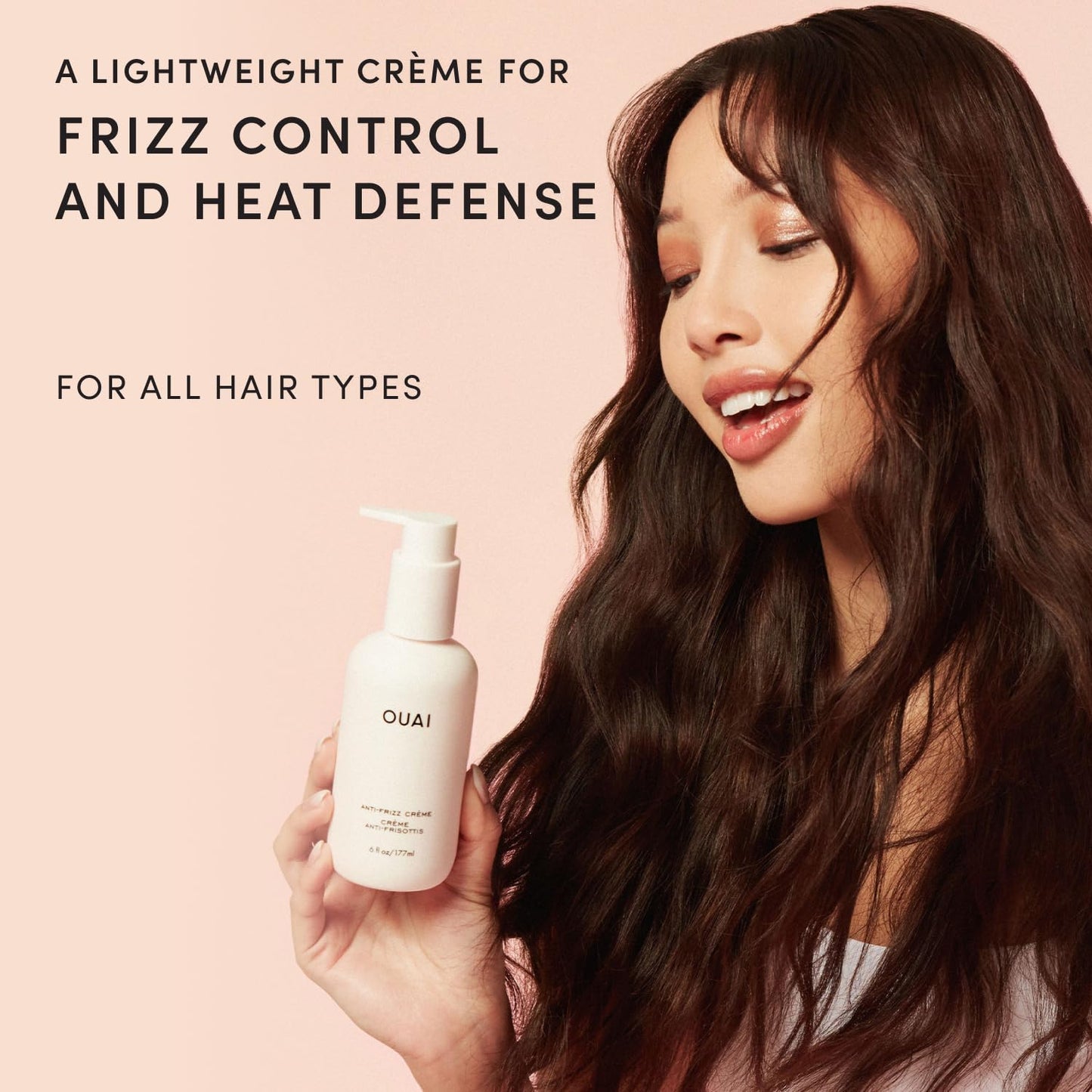 OUAI Anti-Frizz Cream - Moisturizing Hair Cream for Frizz Control & Heat Protection - Hydrating Jackfruit & Beetroot Extract | 6 oz