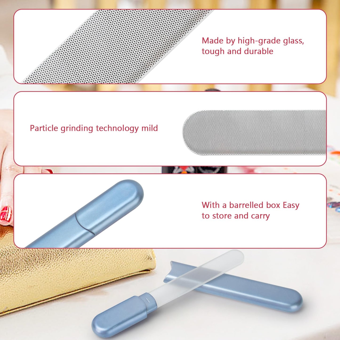 Birthday Gifts for Women,Glass Nail File with Case,Stocking Stuffers for Women Friends Teens Girls,Mothers Day Gifts for Mom Wife Girlfriend,Crystal Fingernail Files Professional Foot Nail Care Tool