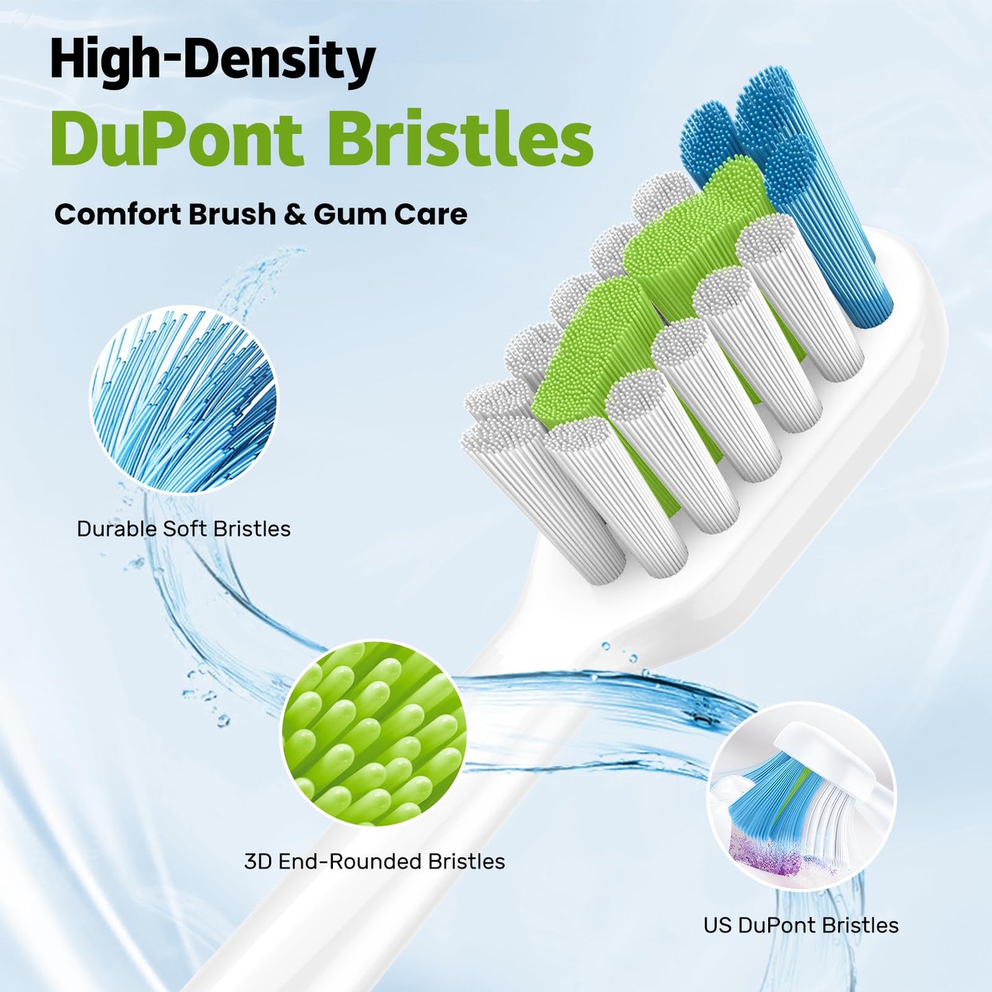 Replacement Brush Heads Compatible with Philips SoniCare Electric Toothbrushes, Dupont Bristles for Effective Cleaning, Click-on System, 8 Pack, White