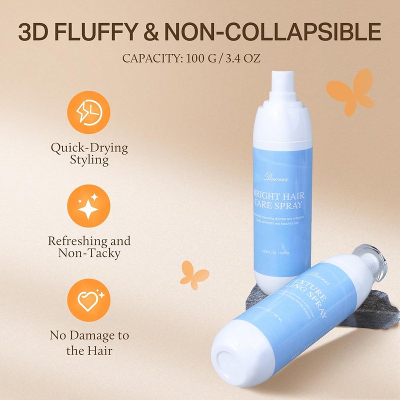 DOORES 2-in-1 Finishing Spray - Flex Texture & Volume Hair Spray for All Hair Types | Matte Finish, 3.4 Oz