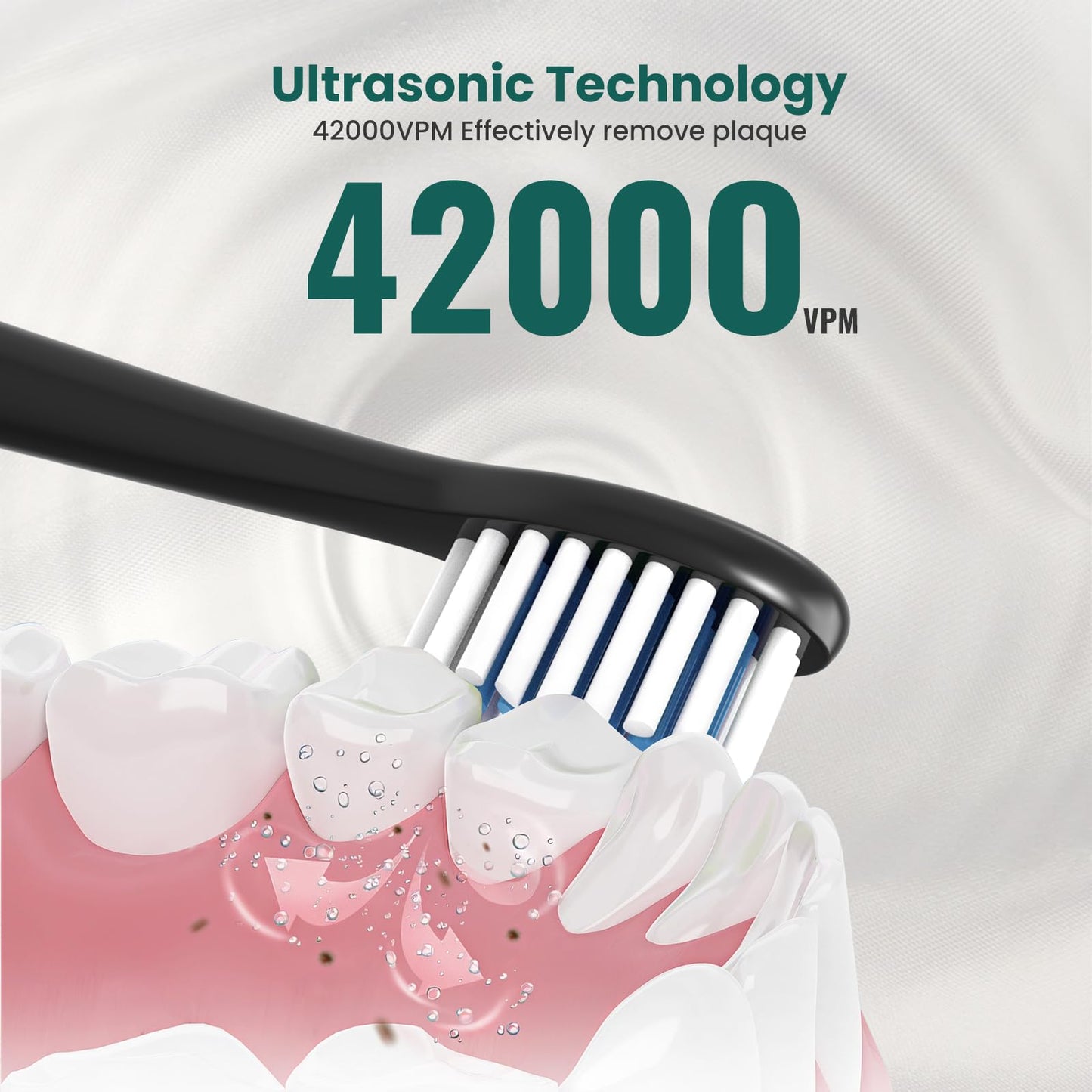 NBGRLVS Rechargeable Sonic Electric Toothbrush for Adults with 10 Brush Heads, 3 Modes, 2 Minute Smart Timer and Fast 4 Hour Charge - Perfect for Travel and Easy Dental Care (Black)