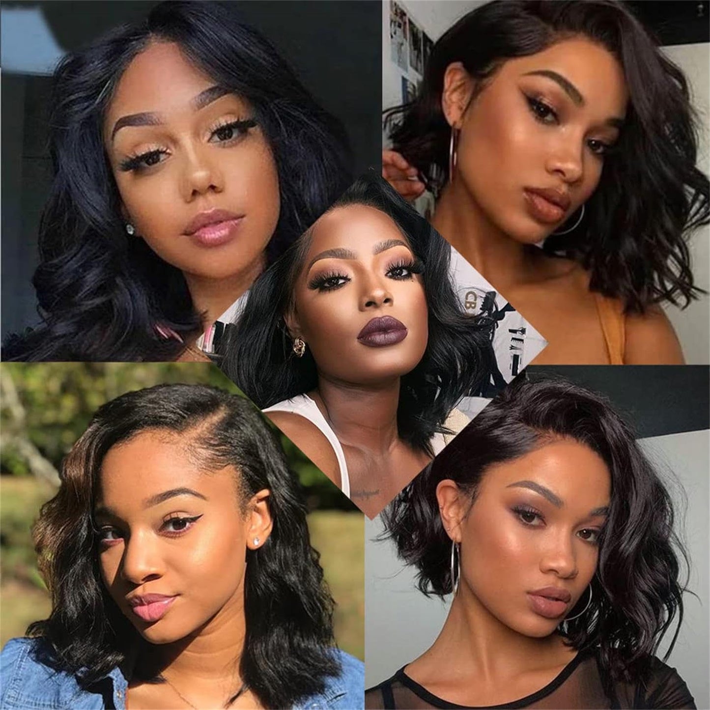 Dunmud Bob Wig Human Hair 4x4 Glueless Lace Front Wigs Human Hair Pre Plucked Short Bob Body Wave Lace Closure Wigs 10 In