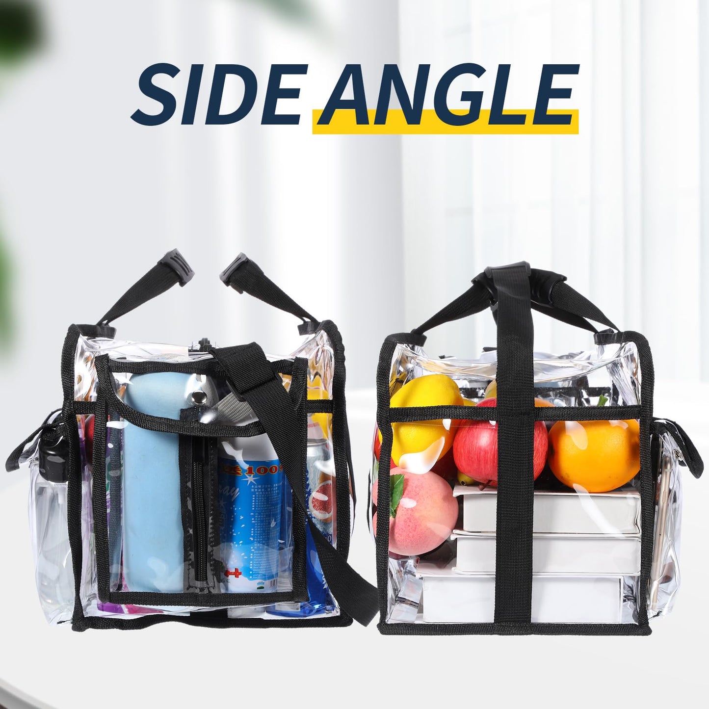 Abbylike 2 Pcs Large Professional Clear PVC Travel Makeup Bag with 4 External Pockets and Shoulder Strap Zippered Toiletry Bags for Women(Black)
