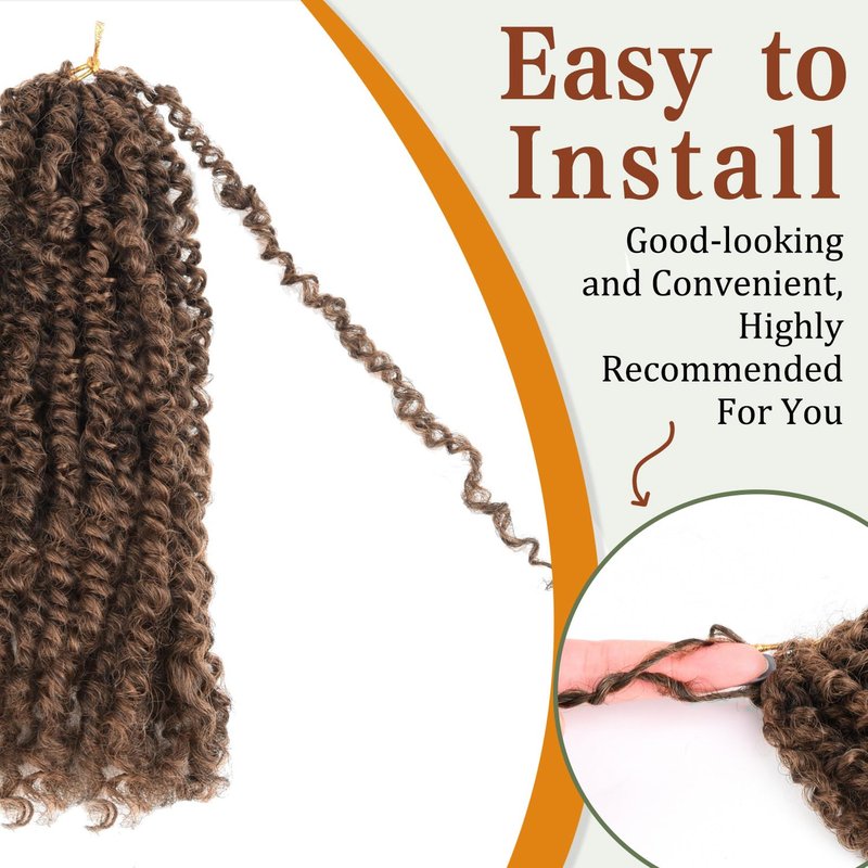 Yanky Twist Crochet Hair - 10 Inch Ombre Brown Spring Twists | 8 Packs Synthetic Braids with Curly Ends