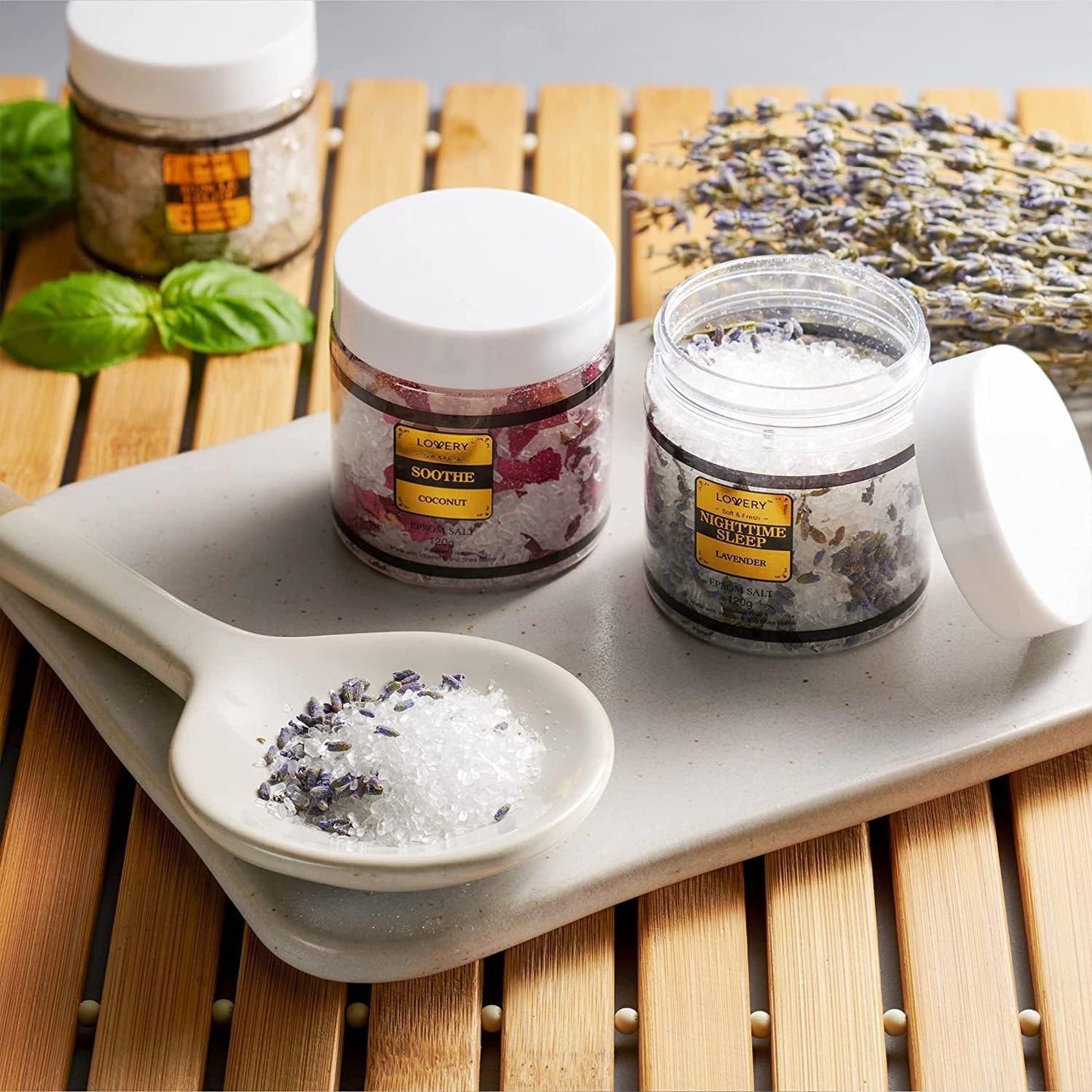Spa Gift Basket for Women - Epsom Bath Salts & Essential Oils | Lavender, Eucalyptus, Lemon, Coconut, Tea Tree, Honey Almond