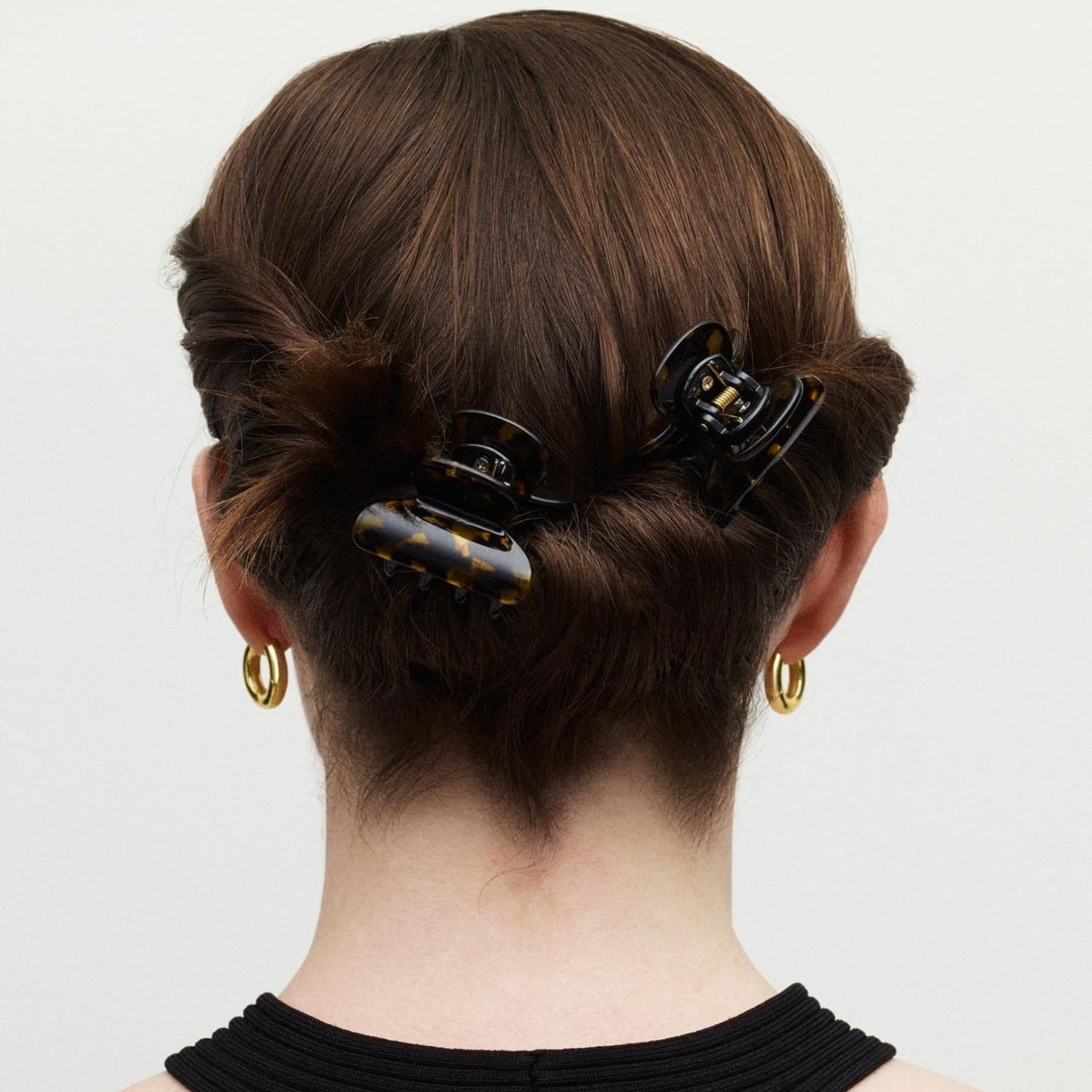 MACHETE Women Hair Clip Twin Heirloom Claw Clips in Blue Shell Checker, 1.375 inch Hair Clamps Fashion Hair Accessories