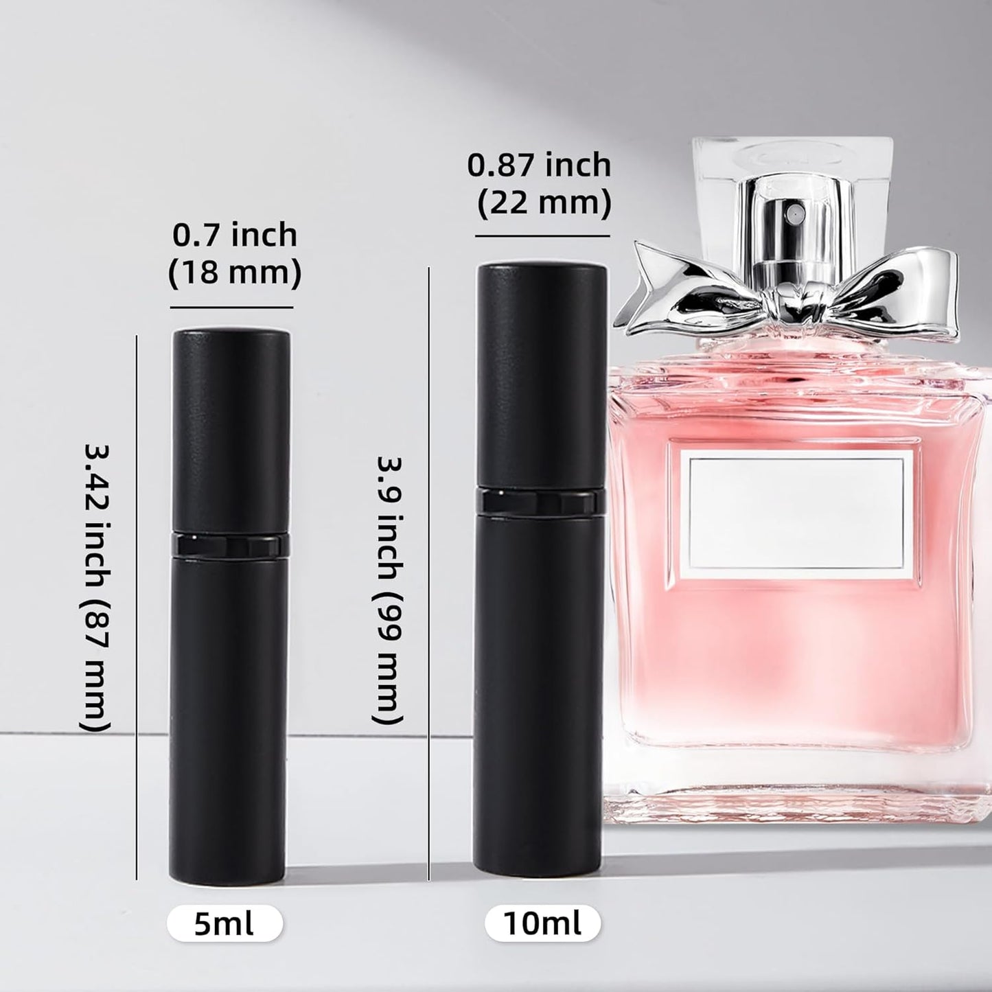 Refillable Perfume Bottle - 5ml Portable Purse Atomizer | Travel Spray for Cologne - Black & Pink