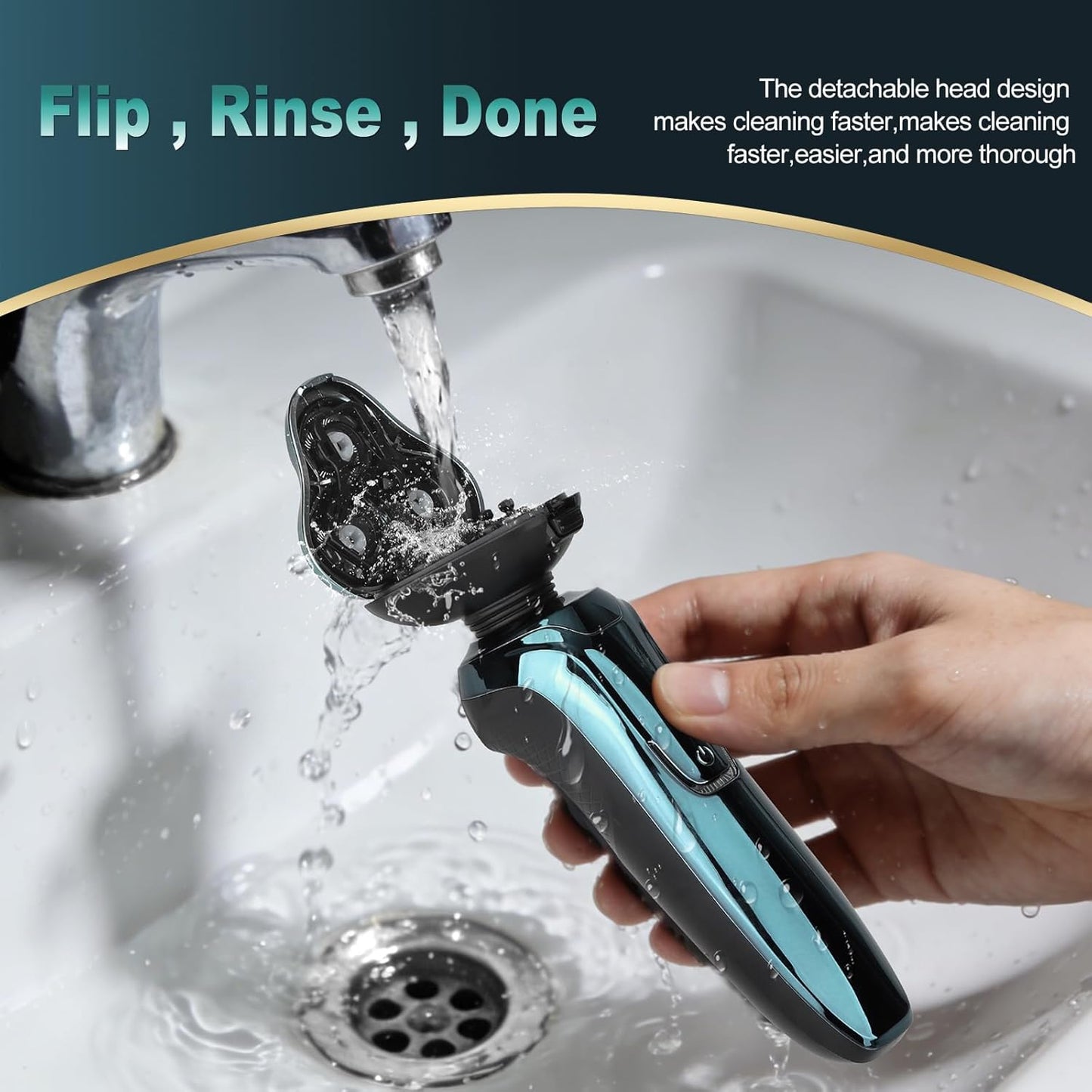 Electric Razor for Men - 4D Dual-Ring Floating Head Shaver | IPX7 Waterproof, USB-C Fast Charging, Ergonomic Travel Design