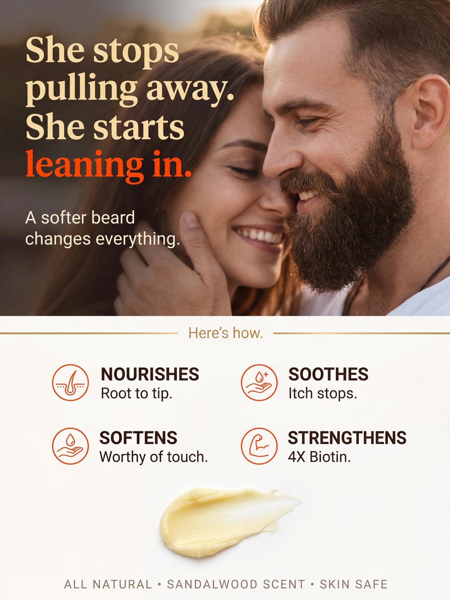 FEBOTE Biotin Beard Growth Balm for Men – Conditioning Balm with Castor, Shea & Jojoba Oils to Condition, Soften & Thicken Facial Hair – Non-Greasy, Sandalwood Scent – 2 oz Grooming Kit
