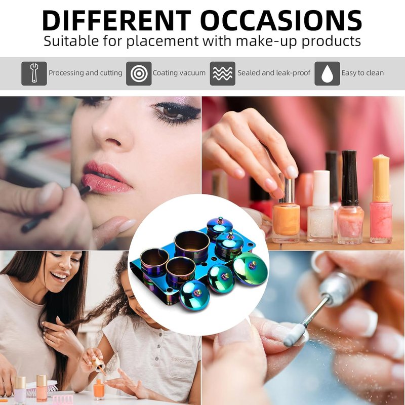 Acrylic Liquid Container Set - 5 PCS Stainless Steel Dappen Dishes for Nail Art | Durable & Versatile