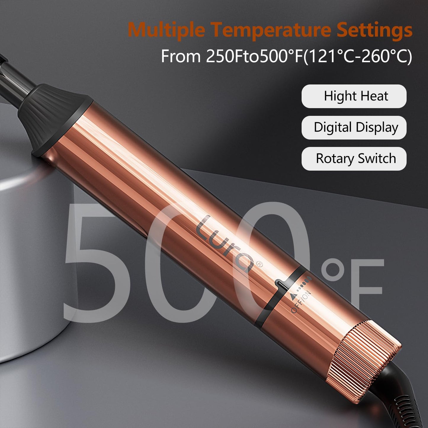 LURA Nano Titanium Hot Comb for Wigs,250-500°F Electric Hot Combs for Black Women Hair,Pressing Combs for Black Hair,Professional Straightening Comb(Rose Gold)