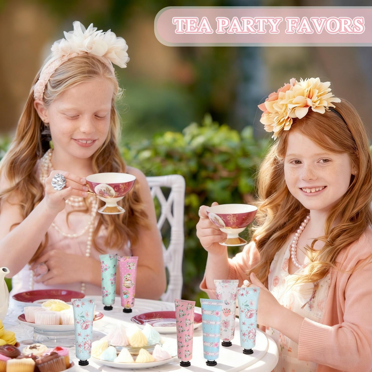 Swiffen Tea Party Hand Cream Gift Set Wonderland Floral Tea Party Favor Flower Moisturizing Hand Lotion Bulk Dry Cracked Care Cream Teapot Favor Boxes Treat Gift Goodie for Baby Shower, 20 ml(24 Pcs)