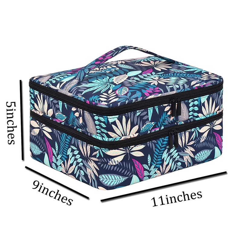 LYFFXYH Double-Layer Nail Polish Organizer-Holds 42 Bottles, Nail Polish Storage with Handle, Nail Bag Organizer Case for Professional Manicure Kit & Travel (Leaf, 42 Bottles-Small)