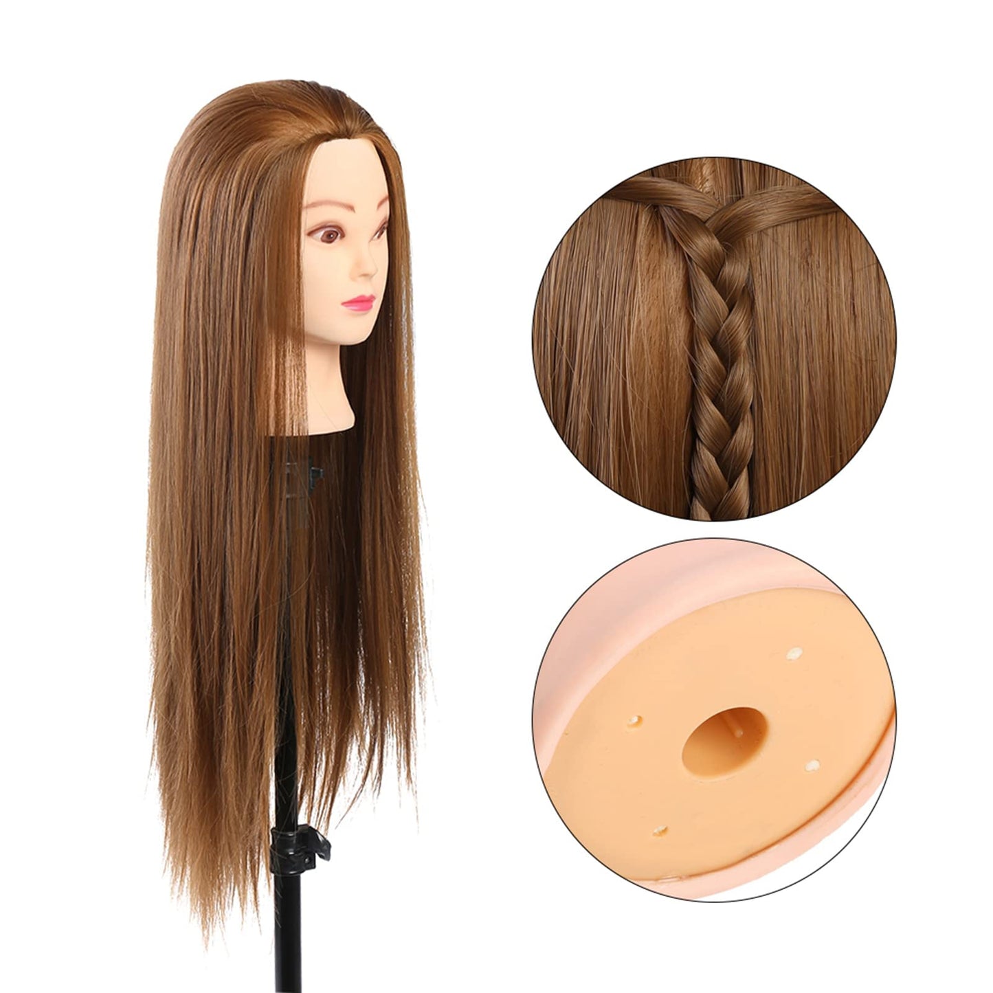 Hair Mannequins To Practice On,Makeup Training Head, Real Hair Mannequin Head Training Head Cosmetology Doll Head Hairdresser Training Practice Head Training Head, Blond Golden Brown