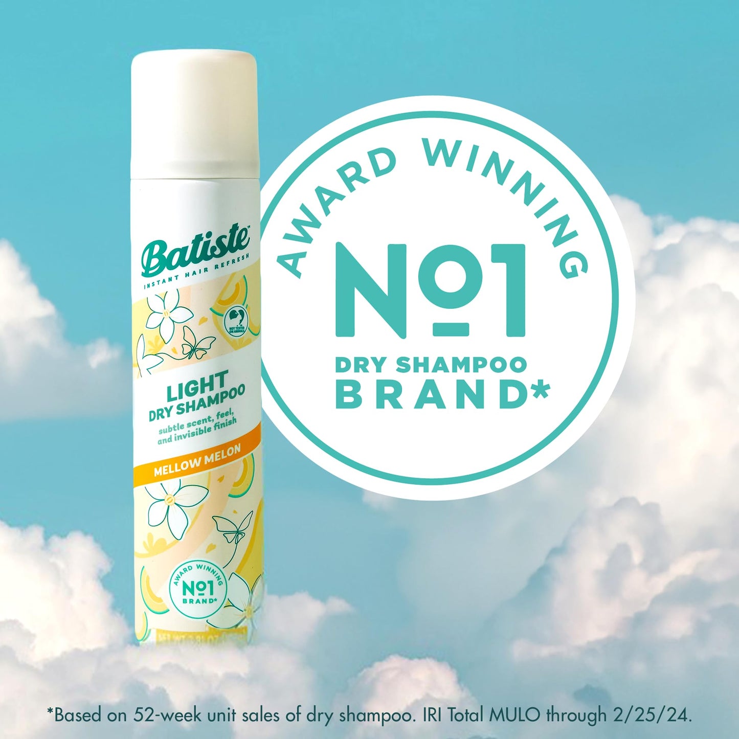 Batiste Light Dry Shampoo, Mellow Melon, Invisible Finish, Refresh Hair & Absorb Oil Between Washes, 3.81 Oz.
