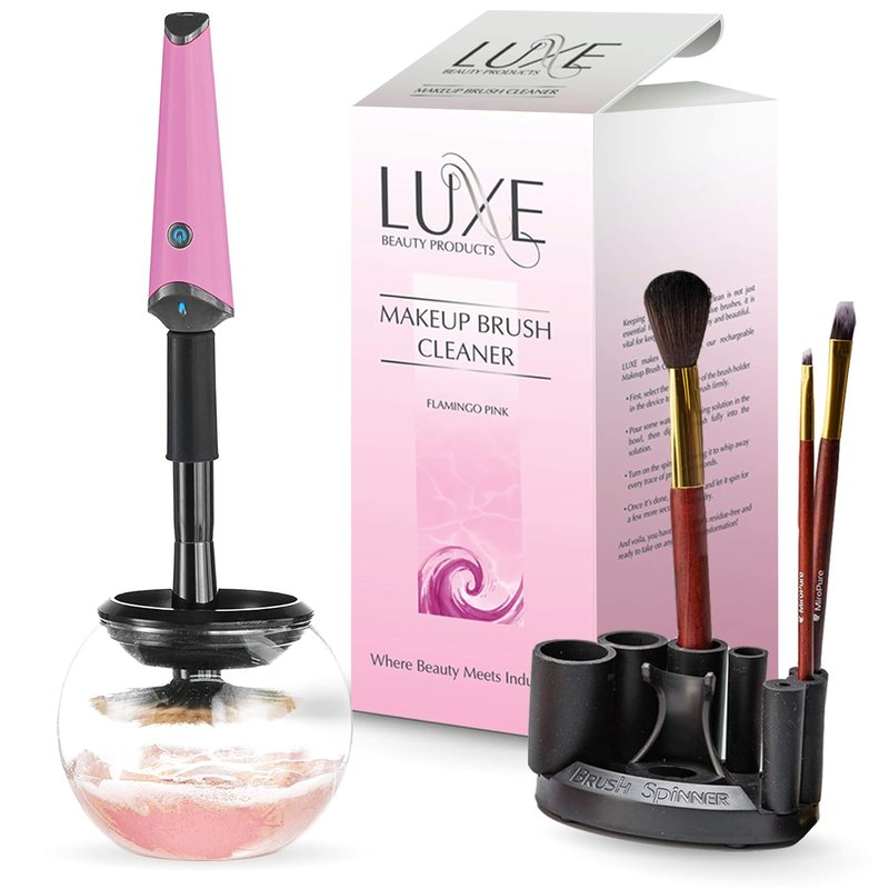 Electric Makeup Brush Cleaner - Luxe USB Charging Station with 3 Adjustable Speeds | Pink, Instant Wash & Dry