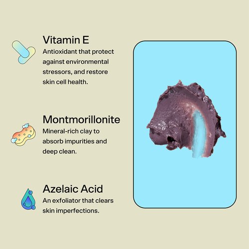 Bubble Skincare Come Clean Detoxifying Clay Mask - Mineral-Rich Face Mask with Azelaic Acid and Vitamin E to Gently Exfoliate and Protect Skin - Suitable for All Skin Types (45 ml)