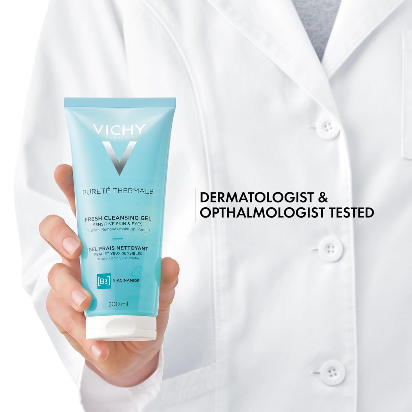 VICHY Pureté Thermale Cleansing Gel - Gentle Makeup Remover with Glycerin & Niacinamide | Safe for Sensitive Skin