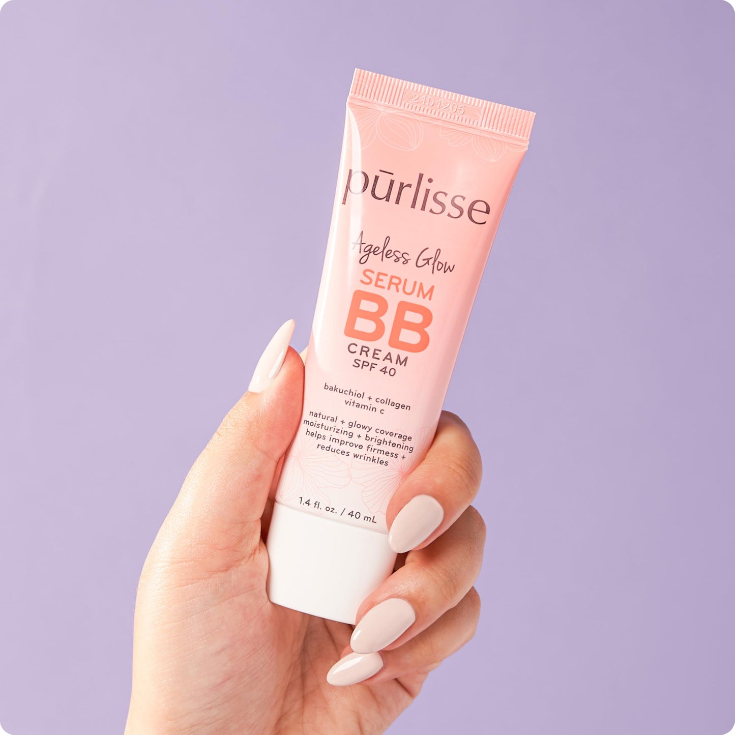 pūrlisse Ageless Glow Serum BB Cream SPF 40 - Glowy Tinted Moisturizer with SPF - Korean Skin Care Formula with Vitamin C & Bakuchiol to Firm, Brighten & Even Skin - Medium Warm(1.4 oz)