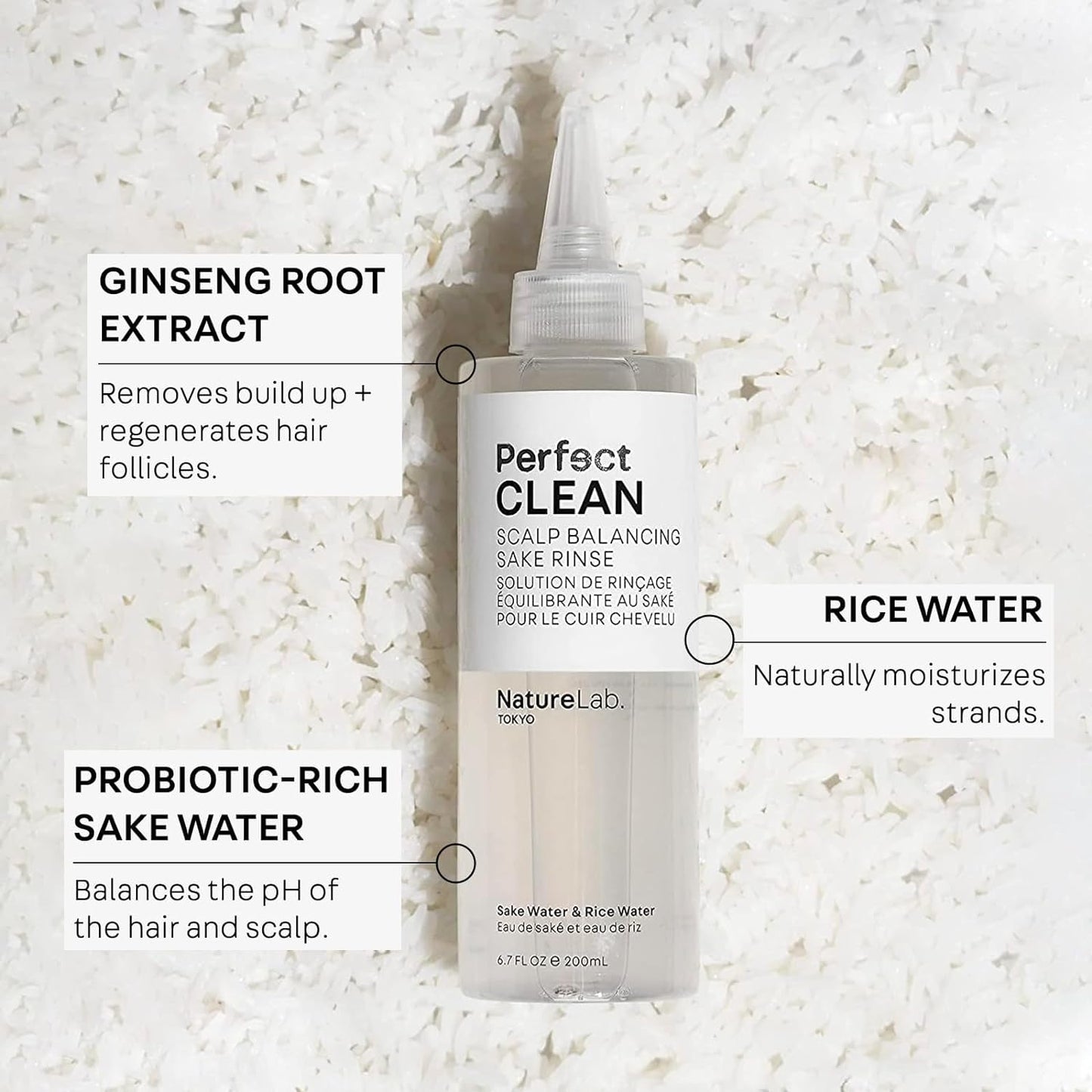 NatureLab.TOKYO Perfect Clean Clarifying Scalp Scrub 2-in-1 Shampoo and Scalp Scrub Hair Treatment (8.1 oz) & Perfect Clean Scalp Balancing Sake Rinse (7 oz)