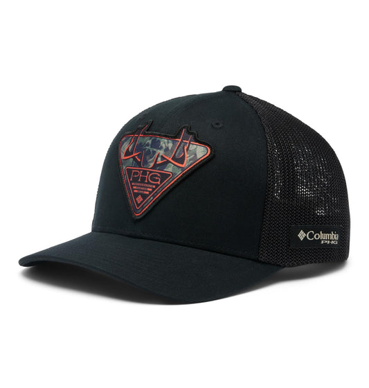 Columbia Unisex PHG Antlers Mesh Ball Cap, Black/Tri-Fill Antlers, Small/Medium