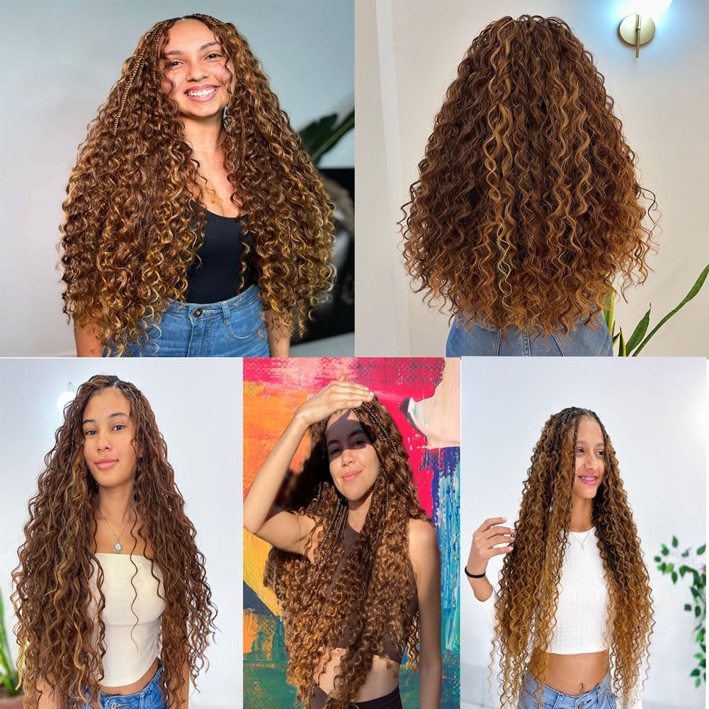 Human Braiding Hair 18 Inch 100 g 2 Bundle Deep Water Wave Bulk Human Hair for Braiding Curly Human Hair for Boho Braids Wet and Wavy Human Hair Extensions No Weft Micro Braiding Hair #30 Brown