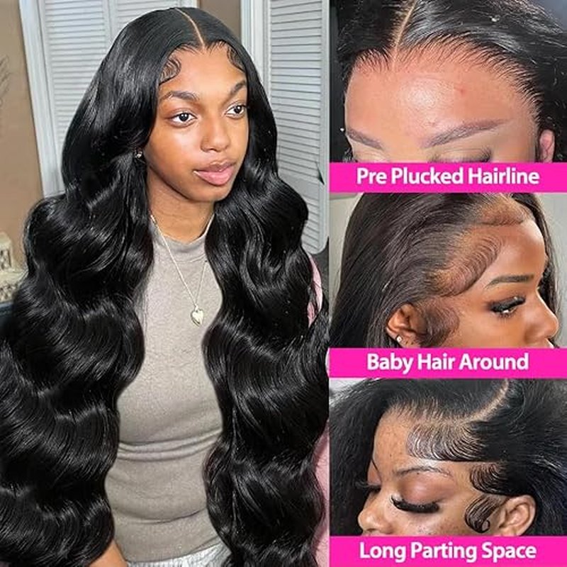 Body Wave Lace Front Wigs Human Hair 13x4 HD Transparent Lace Front Wigs Human Hair Pre Plucked 180 Density Brazilian Virgin Human Hair Glueless Wig for Women Natural Hairline 18 Inch