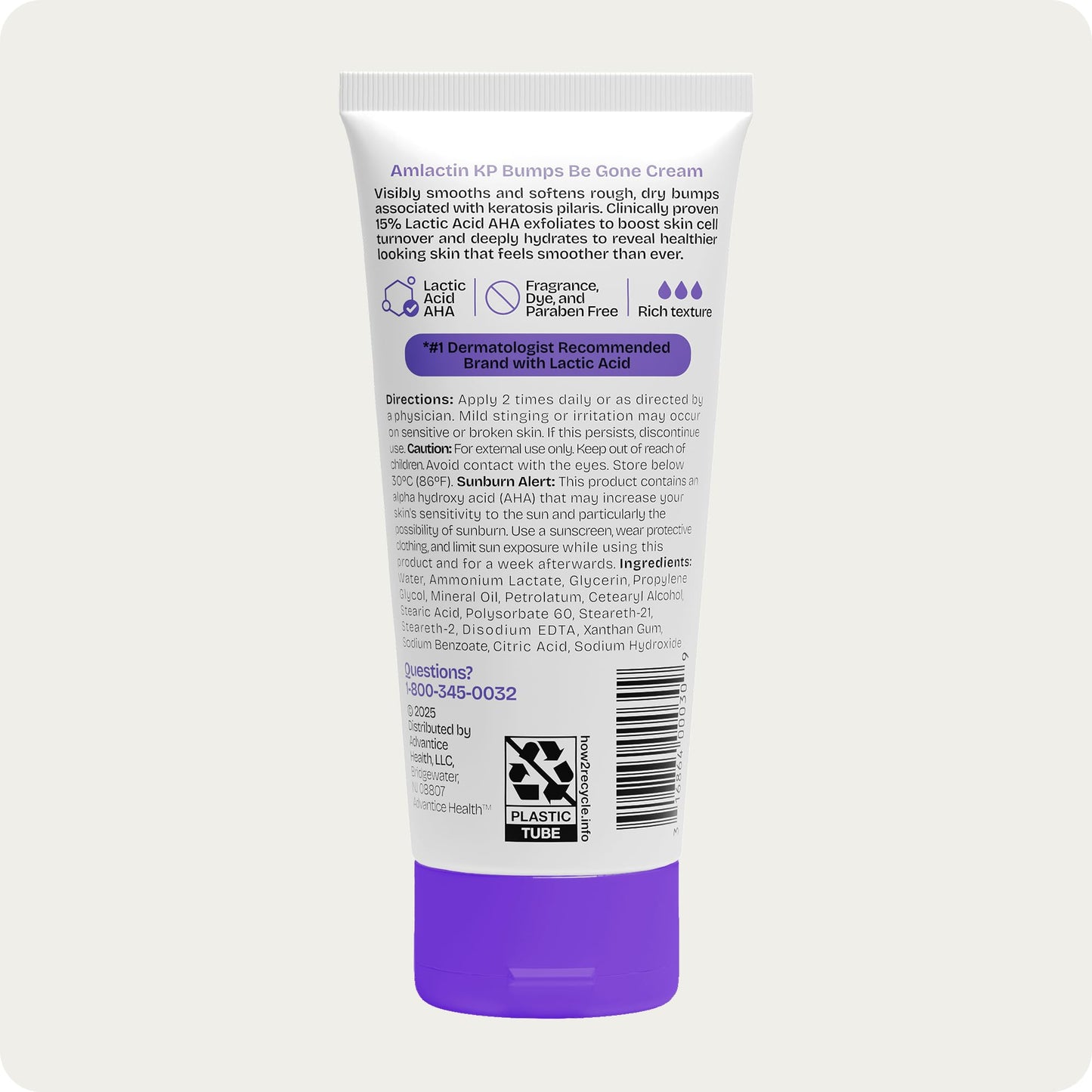 AmLactin KP Bumps Be Gone - Therapeutic Body Cream for Keratosis Pilaris - No-Scrub Exfoliator and Body Moisturizer for Dry Skin with 15% Lactic Acid AHA, 3 oz, Pack of 2 (Packaging May Vary)
