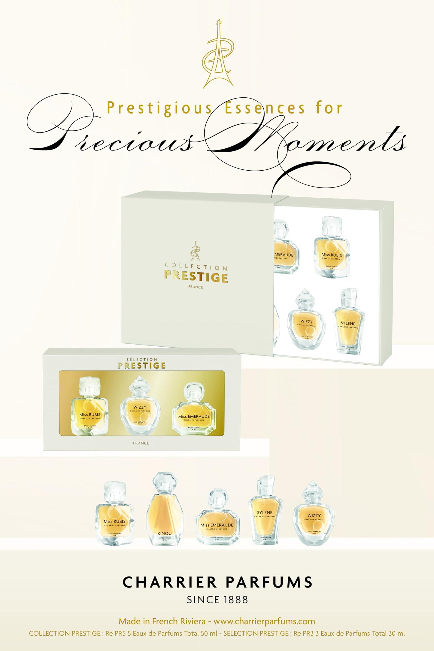 Charrier Parfums - 5 Eaux de Parfum Prestige Gift Box - 50 ml - Made in Provence, France