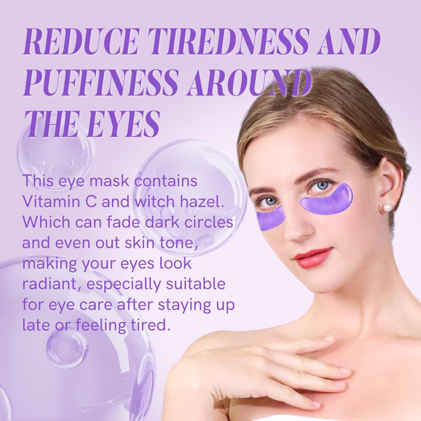 PEAUAMIE Under Eye Patches with Vitamin C and Witch Hazel Eye Mask for Dark Circles and Puffiness,Face Mask Skin Care Products 30 Pairs