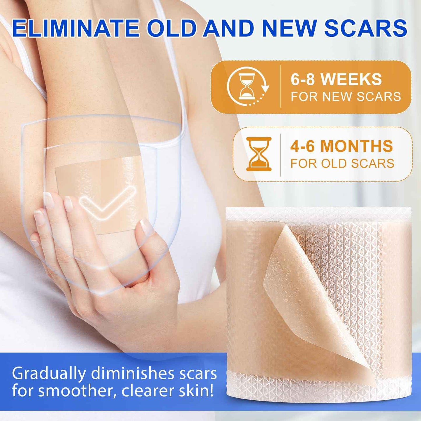 Silicone Scar Sheets, Silicone Scar Tape (1.6”x 120” Roll-3M), Medical Grade Scar Tape for Surgical Scars, Reusable Silicone Tape for Surgical, C-Section, Tummy Tuck, Keloid Scars