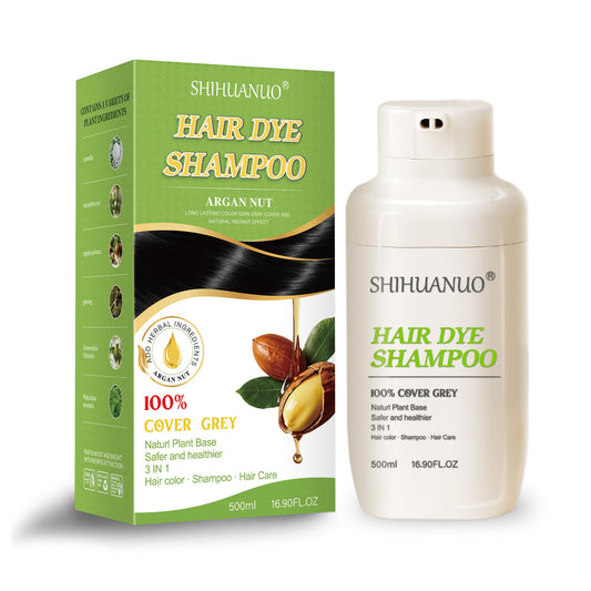 SHIHUANUO Black Hair Dye Shampoo for Gray Hair,100% Grey Coverage Easy to dye,long-lasting& Non-irritating,Hair Color for Women & Men/Ammonia-Free 500ml
