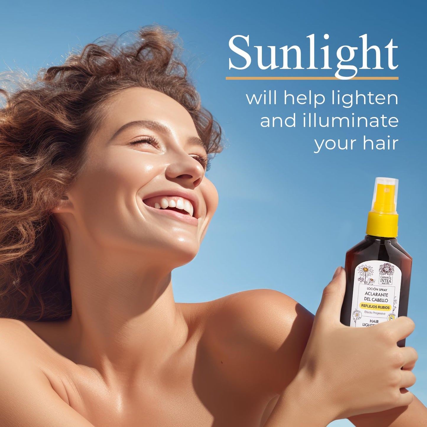 Camomila Intea Natural Blond Highlights Hair Lotion - Hair Lightener Spray with Chamomile Extract - 3.4 Oz