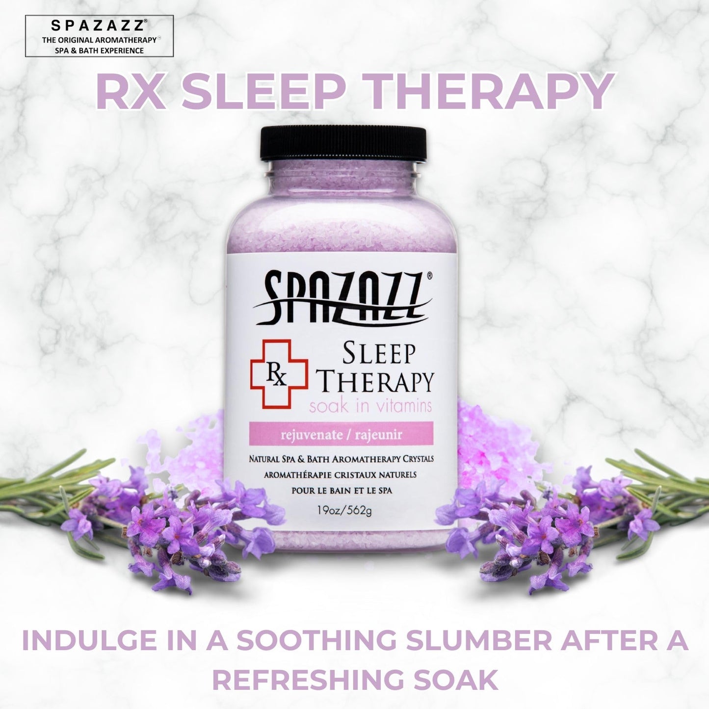 Spazazz RX Sleep Therapy Aromatherapy Bath Salt Crystals 2-Pack (19 Oz Each) - Spazazz Aromatherapy Bath Salts for Hot Tubs & Baths, Safe for All Spas & Bath Types