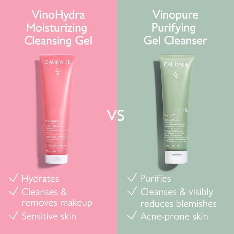 Caudalie VinoHydra Moisturizing Cleansing Gel - Gentle Face Cleanser with Hyaluronic Acid | 150 mL